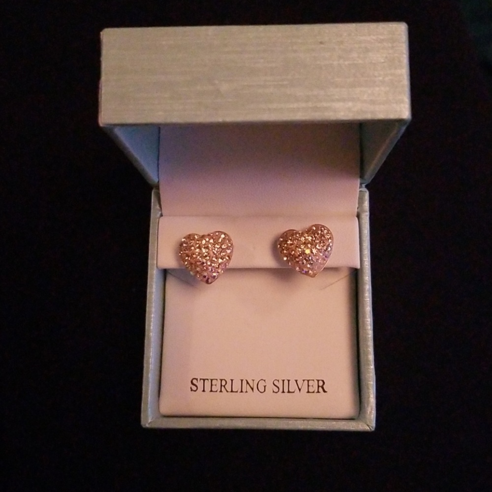 rhinestones heart shaped earrings